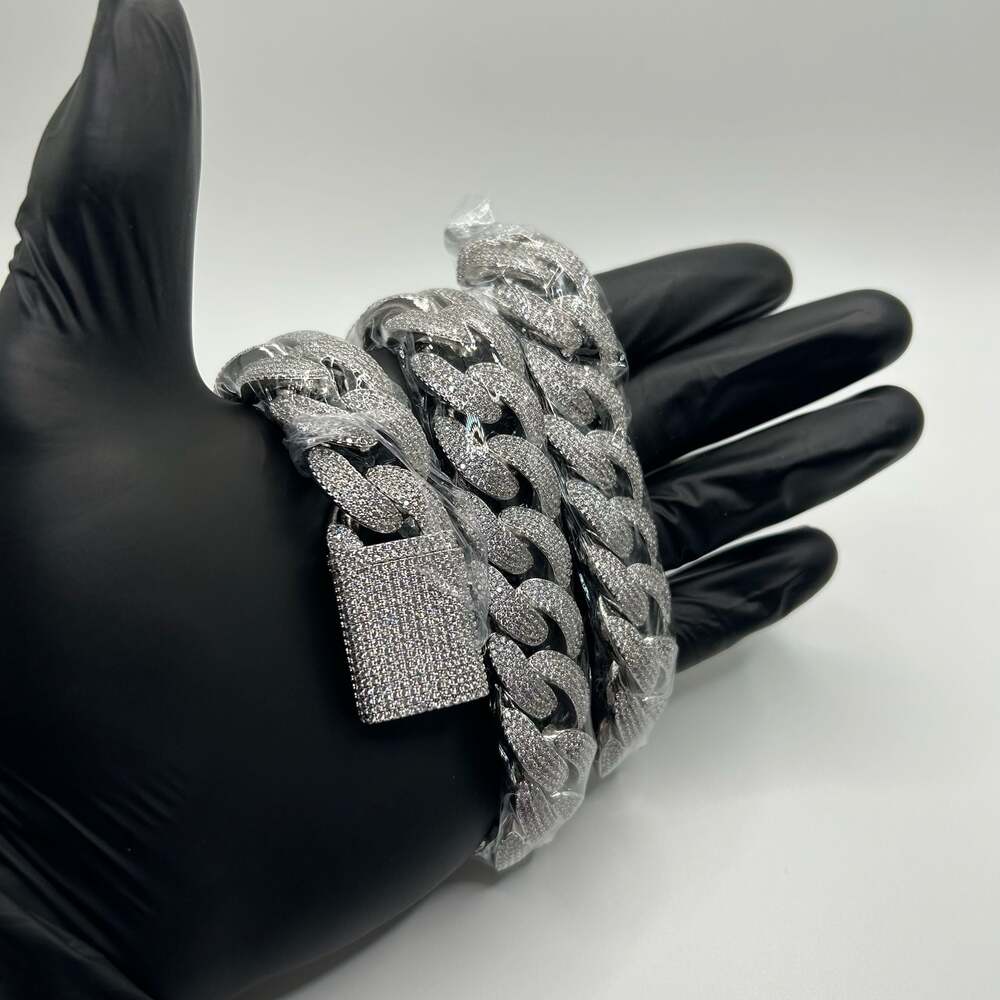 Silver Iced Cuban Link Chain Bracelet - Men Accessories Jewelry